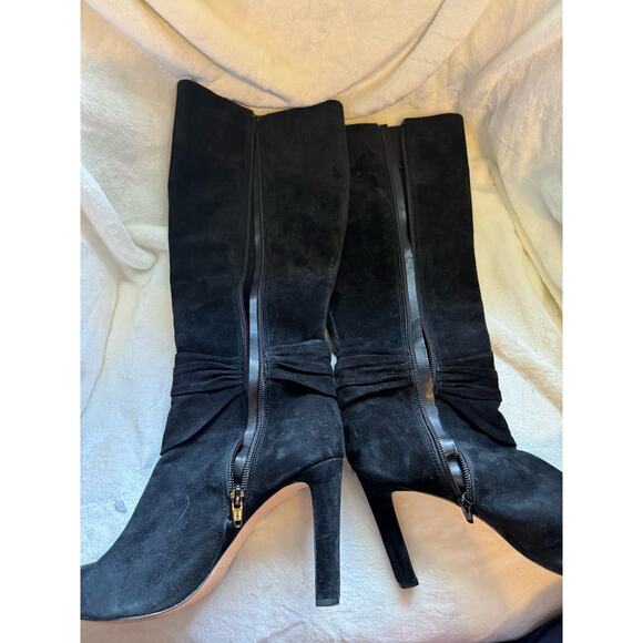 Antonio Melani Black High Heeled Suede Tall Boots with Buckle 8.5 - Picture 5 of 5